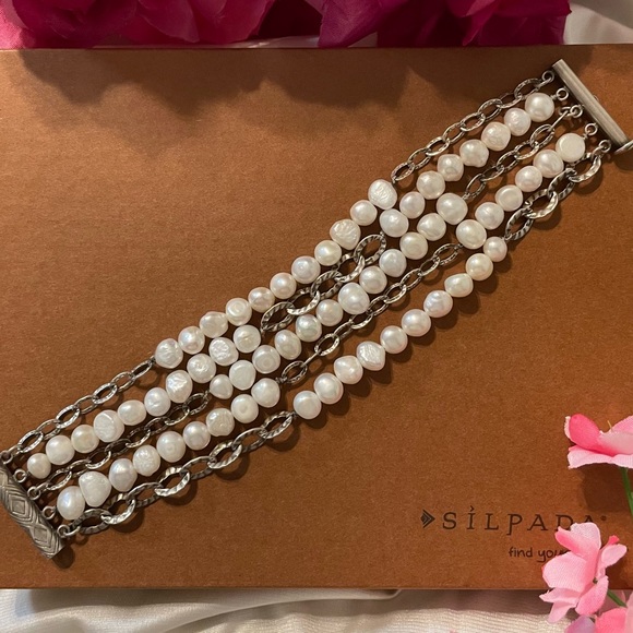 Silpada Rare Freshwater Pearl 5-Strand Bracelet B1575 - Picture 4 of 16